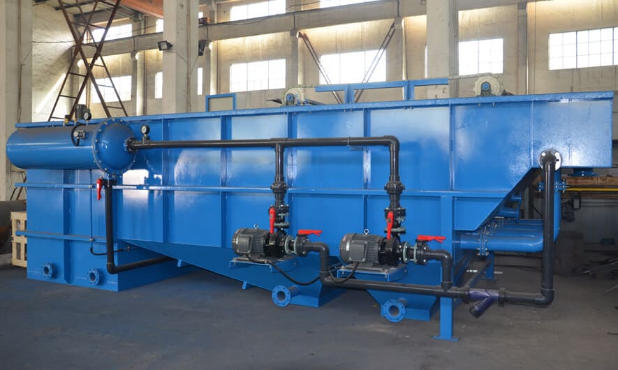 Dissolved air flotation system waste water treatment